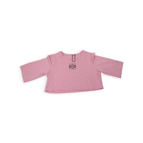Loewe Blurred Anagram Cotton Cropped T-shirt In Pink RARE SZ L - Picture 4 of 15